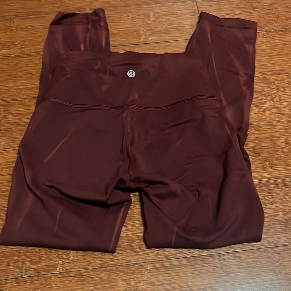 Maroon and light red stripes lulu legging